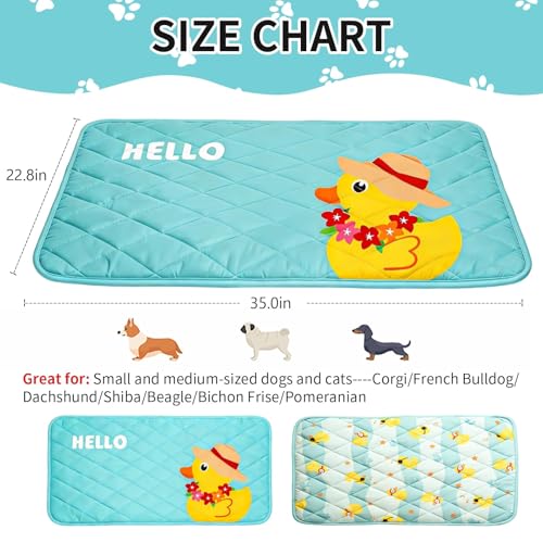 NACOCO Pet Summer Cooling Blanket - 22.8" x 35.0" Double-Sided Mat Dog Puppy Self ice Cat Pad Bed Cover for Home Outdoor Sofa Sleeping Washable Portable Lightweight Small Medium Large (Blue Duck, S) — view 5