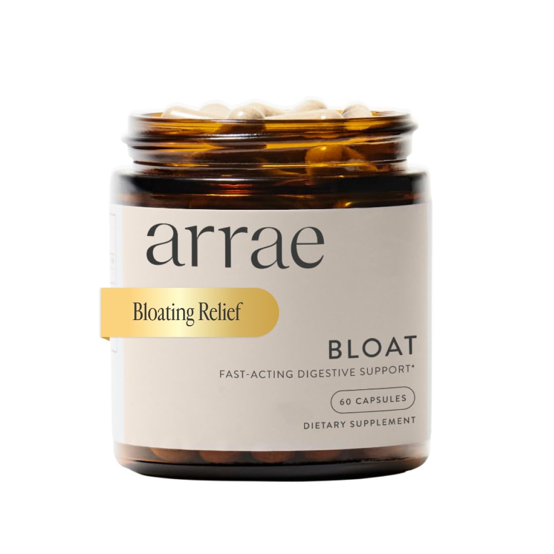 Arrae Fast-Acting Bloating Relief Digestive Enzymes, All Natural Bloat, Gas & Indigestion Relief Capsules, 60 Count