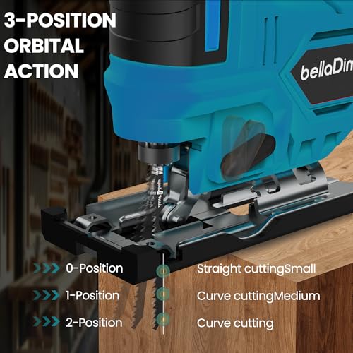 Image of Jig Saw Compatible with 18V Battery | Cordless JigSaw with Built-in LED Light, 45 Deg Bevel, 3 Orbital Settings for Straight /Bevel Cutting & Metal(No Battery)
