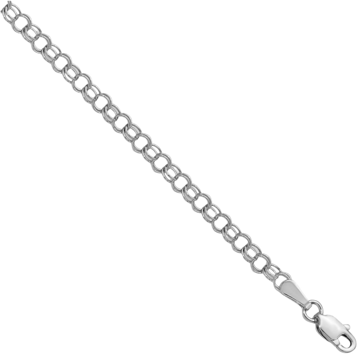IceCarats 14K Solid White Gold 3.5mm Cable Chain Charm Bracelet Polished