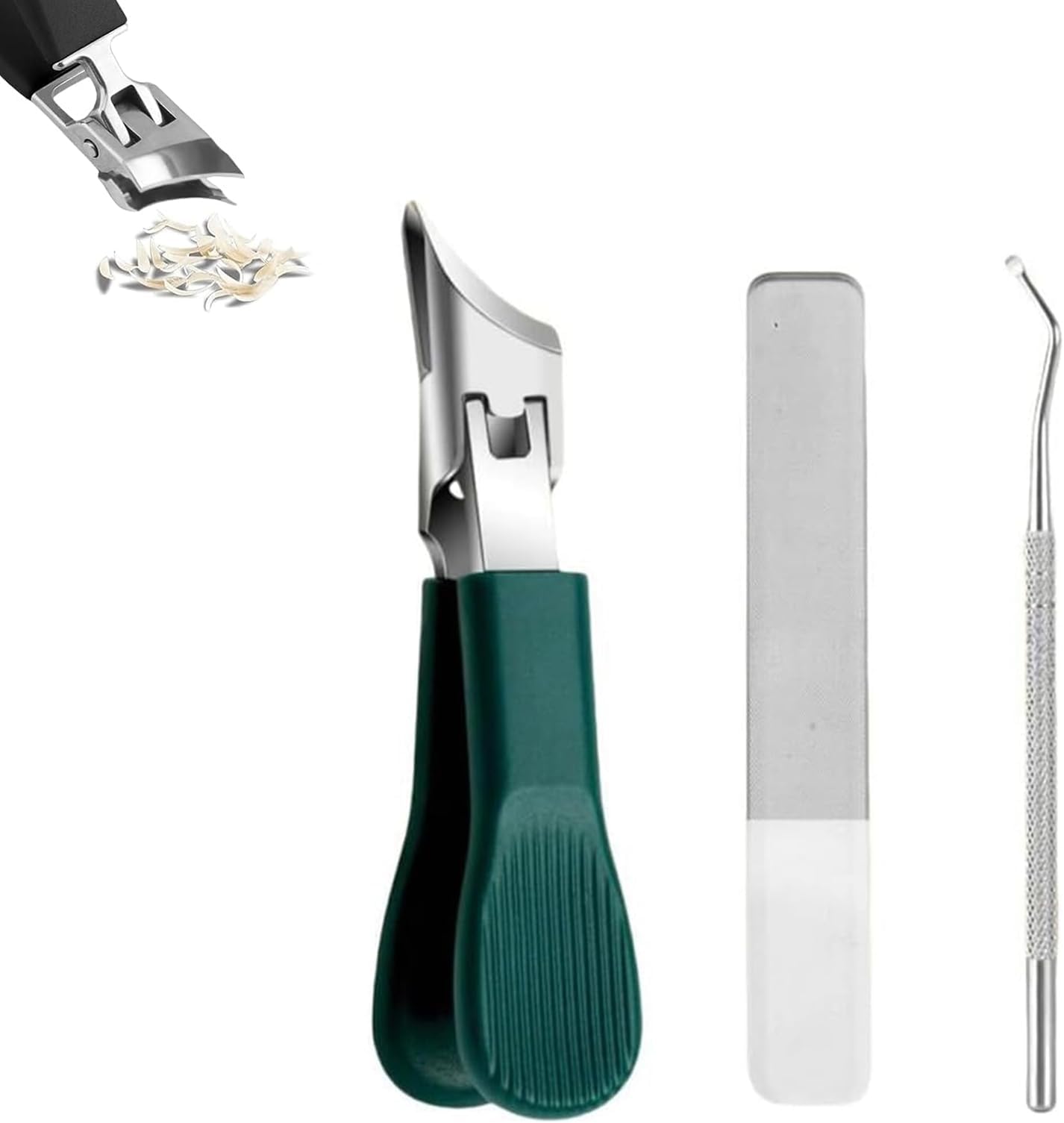 Eagle Beak Nail Clippers,Eagle Beak Beveled Nail Clippers,Wide Opening Heavy Duty Toe Nail Clipper,Ergonomic Ultra Sharp Nails File Cutter,Three Sets of Eagle Beak Beveled Nails Clippers ﻿ ﻿ (Green)