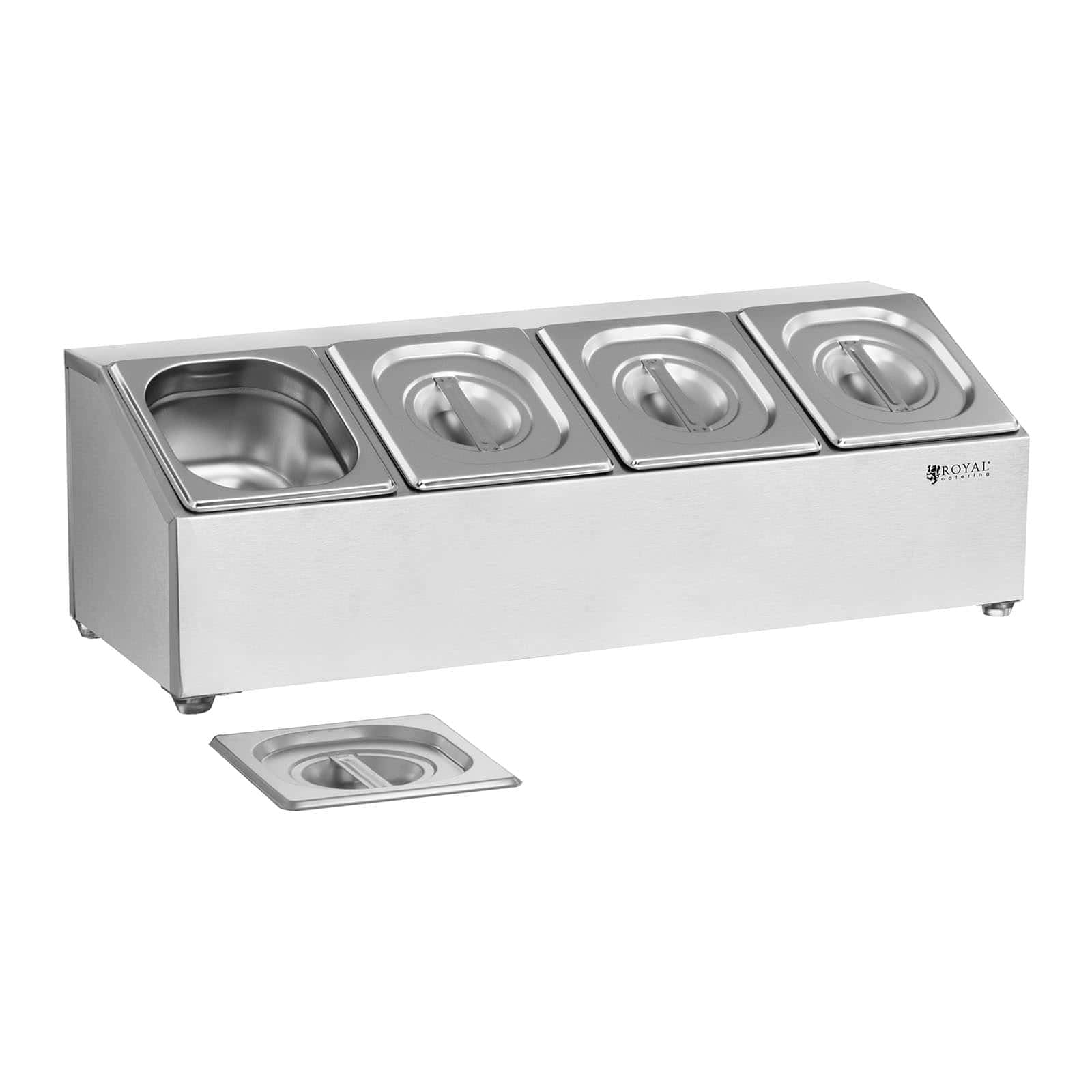 Porta vasche Gastro GN 4 vasche GN 1/6 coperchi inclusi acciaio inossidabile 14_0004202