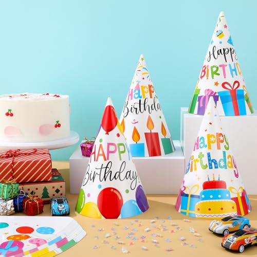 image for Lonfliness 32Pcs Colorful Birthday Party Hats for Kids Toddlers Multic