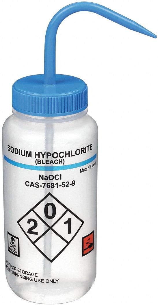 Lab Safety Wash Bottle, 6 PK, LDPE, Wide Mouth, Non-Vented, Capacity: 16 oz - 24J908
