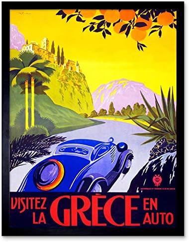 Wee Blue Coo Travel Visit Greece By Car Sun France Vintage Art Pr...