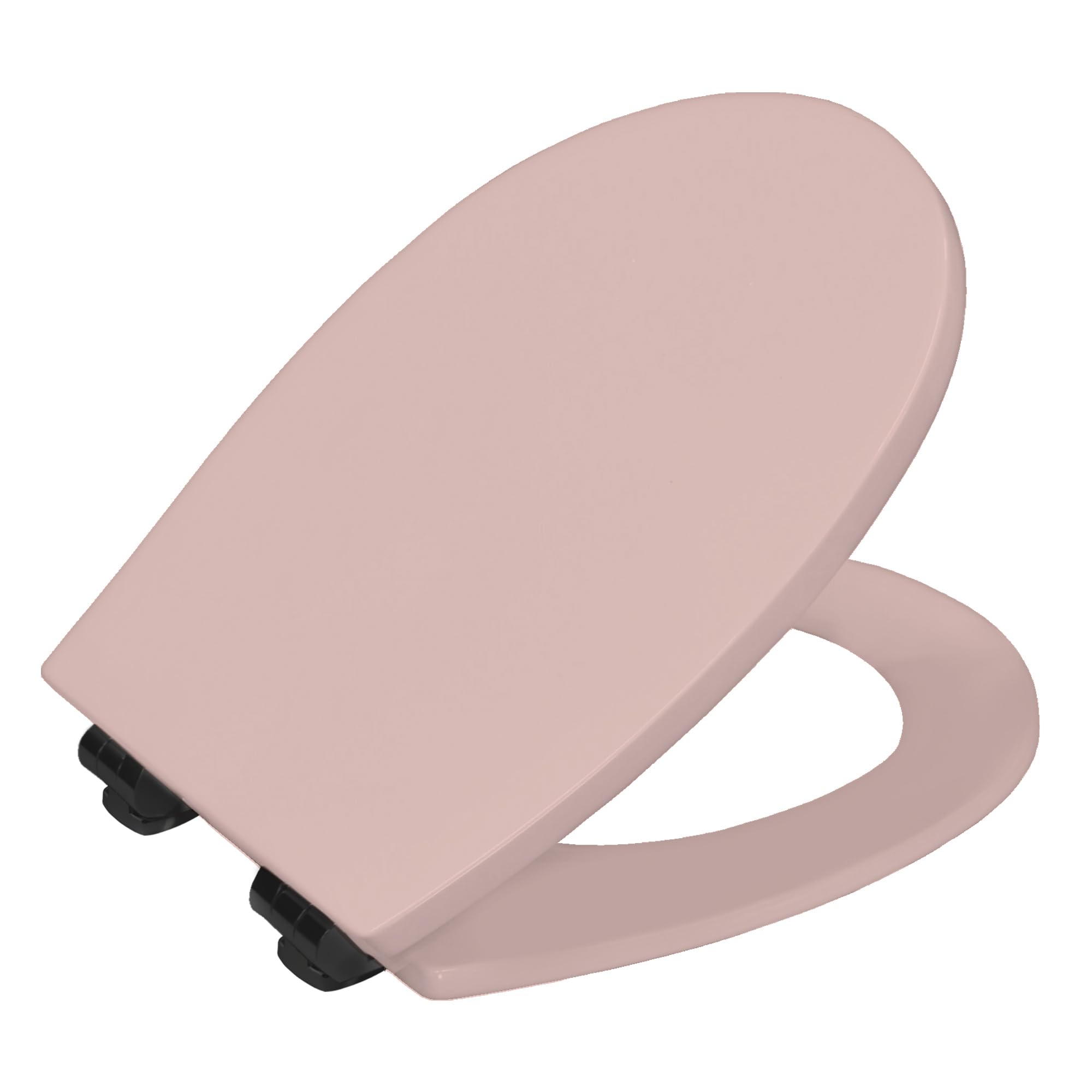 Bemis Rose Hudson Ultra-Fix Matt Toilet Seat - Wooden Toilet Seat With Water Based Paint For Easy Clean. Adjustable Matt Black Hinges, Universal & Easy Installation