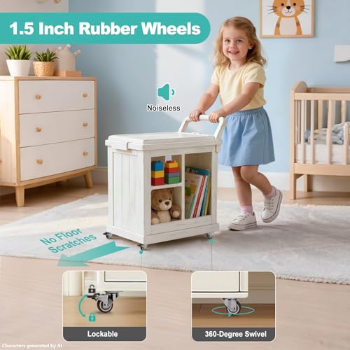1.5 Inch Caster Wheels for Furniture, Silent Bearing Swivel Plate Casters Set of 4 Heavy Duty Load 176 Lbs, No Noise Rubber Caster Wheels for Small Furniture (2 with Brakes & 2 Without)