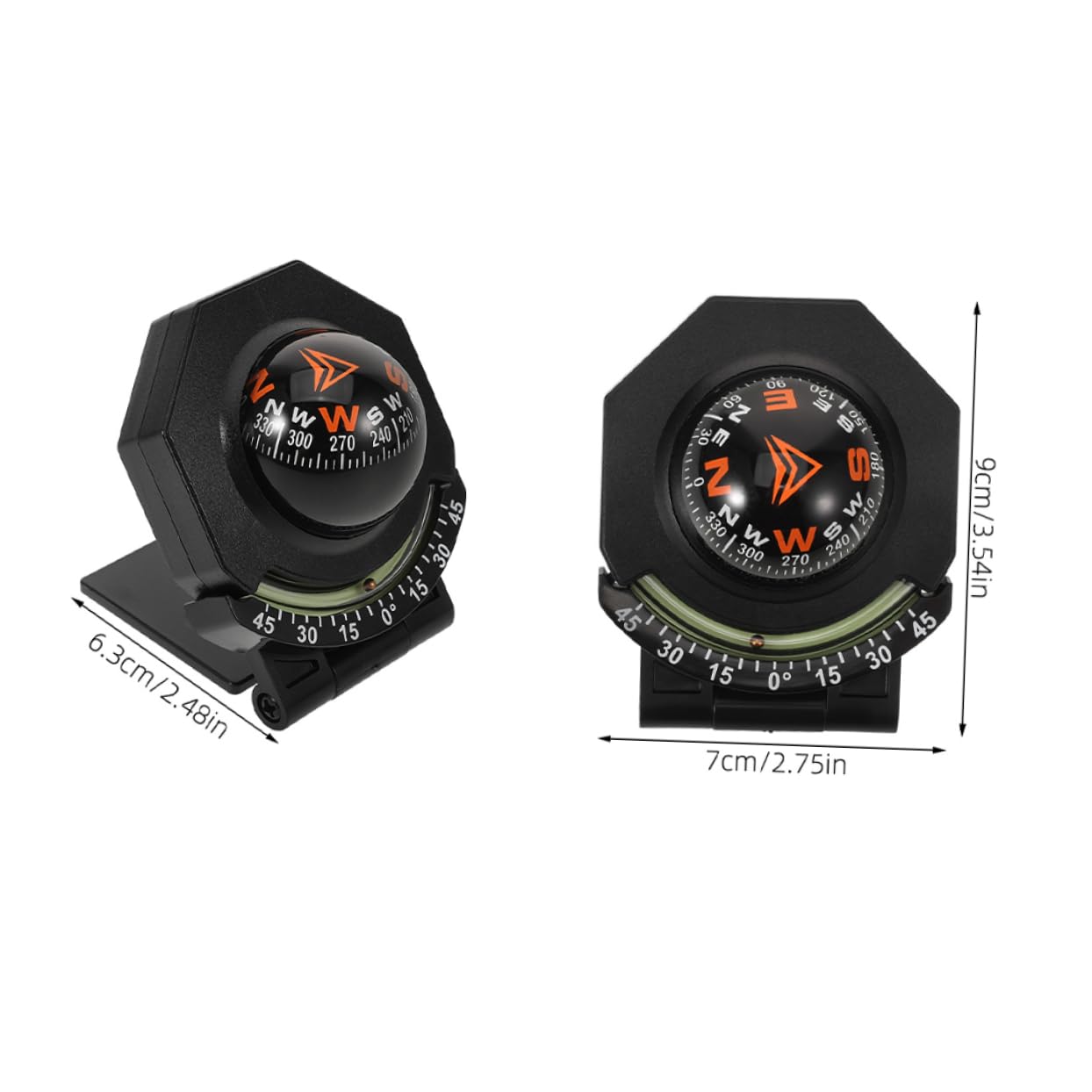 SOLUSTRE 2pcs Car Dashboard Compass Inclinometer Large Vehicle Compass with Folding Design Nav Aid for Auto Safety