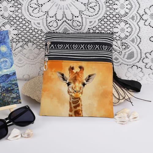 Giraffe Print Women Crossbody Bag Adjustable Shoulder Strap Messenger Bag Birthday Gift Festival Present​​ for Friend Travel Crossbody Purse3