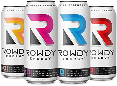 Rowdy Energy Drink, 4-Flavor Variety Pack with Electrolytes for Performance and Recovery, Natural Caffeine, Energy & Focus 16 Oz Cans, 12 Pack