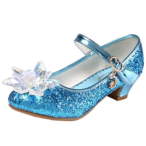 Eleasica – Chaussures Talons Hauts Princesse Elsa/Anna – Paillettes, Scratch, Semelle Antidérapante – Dès 3 Ans