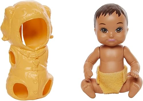 Barbie Skipper Babysitters Club Dress Up Babies - Bebé de ojos marrones vestido con un traje de cachorro bronceado