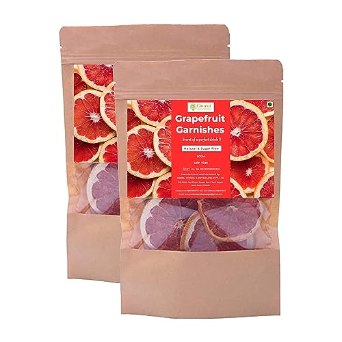Image of Omrai Foods Dried grapefruit Slices Garnishes 50GM (Pack of 2) | Dehydrated grapefruit Garnish for Cocktails, Mocktails, Detox Water,Tea | 100% Natural Air Dried Fruit grapefruit Slices for Decoration