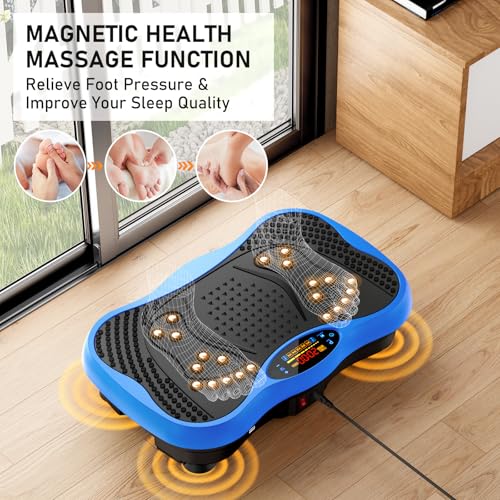 Image of Vibration Plate Exercise Machine, 130 Levels Full Body Workout Vibrating Plate for Lymphatic Drainage Weight Loss, 450 Lbs Capacity Shake Platform with Resistance Bands Bluetooth for Women Men