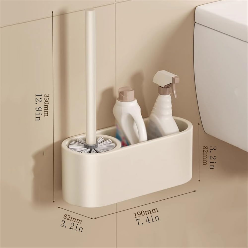 Klobürste Abgerundeter Kunststoff-Bürstenkopf, WC-Bürste, WC-Bürste aus Metall, mit schnell trocknender Toilettenbürstenablage for Badezimmer, Bodenbelag oder Wandmontage Toilettenbürste Set
