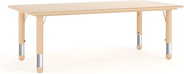 Flash Furniture Wren Adjustable Classroom Activity Table for School and Home, Plastic Activity Table for Kids, 23.625" W x 47.25" L, Natural