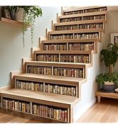 Amazon.com: funlife 14pcs Peel and Stick Vintage Bookshelf Stair Riser ...