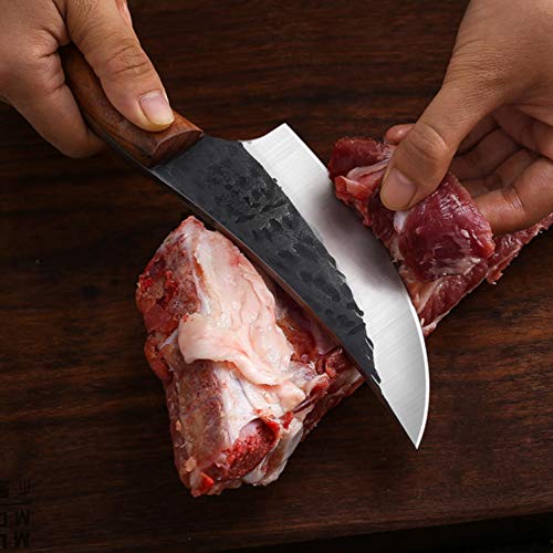 Handmade chef\'s knives,Vegetable Meat Cleaver for Home ,Leather Sheath and Wood Handle , Outdoor and BBQ (classic)