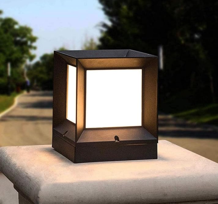 Outdoor Pillar Post Light, Gate Lamp – Waterproof | Acrylic Diffuser, Gate & Fence Mount, Black Metal Frame, Warm White Glow, Weatherproof Design-image-22