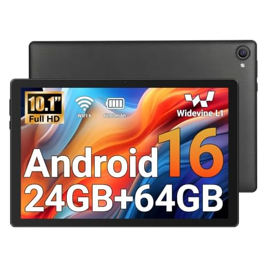 Jeazans Tablet, 10.1" Android 16 Tablet, 24GB RAM 64GB ROM 1TB Expand, 6000mAh Battery, Dual 5MP+8MP Camera, 1280x800 IPS HD Touchscreen, Widevine L1, Wi-Fi 6 BT 5.4 GMS Certified, Face Unlock