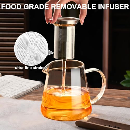 Image of Baalaka Glass Teapot 18.6oz /550ml, Tea Pot with Removable Infusers for Loose Tea, Borosilicate Glass Tea Kettle Tea Maker Stovetop for Camping, Tea Infuser for Loose Leaf Tea Travel
