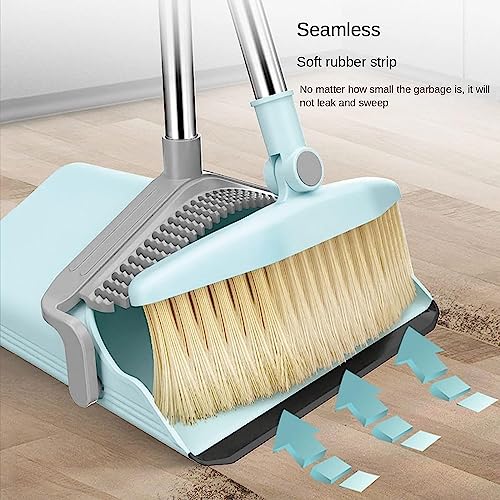 YIORYO Besen- und Kehrschaufel-Set, verdickter, aufrecht stehender Besen- und Kehrschaufel-Set mit langem Griff for den Bodengebrauch in der Küche, im Büro, in der Lobby (Grey : B) – Bild 5