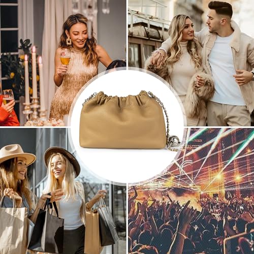 Image of Leather Small Crossbody Bag For Women Trendy. Dumpling Bag Ruched Clutch Purse For Women Evening Bag Cloud Purse Hobo Bag.