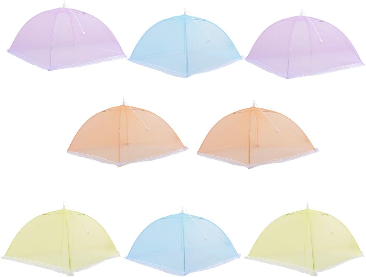 Large Pop-Up Mesh Screen Food Cover Tents Umbrella, 8 Packs Food Cover Net Keep Out Flies, Bugs, Mosquitoes - Reusable (4 Colors) food cover (4 Colors - 8Pcs)