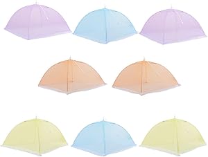 Large Pop-Up Mesh Screen Food Cover Tents Umbrella, 8 Packs Food Cover Net Keep Out Flies, Bugs, Mosquitoes - Reusable (4 Colors) food cover (4 Colors - 8Pcs)