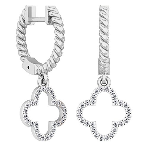 Dazzlingrock Collection 0.15 Cttw 14K Round Diamond Womens Fashion Dangling Drop Earrings, Solid White Gold