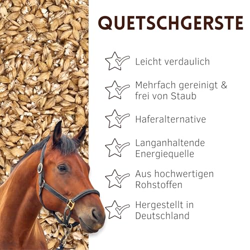 Supravit Gerste gequetscht 20kg Sack | Natürliche Gerstenflocken für Pferd und Ponys | Quetschgerste als Futter mit hohem Energiegehalt | Hochwertiges Pferdefutter, energiereiche Tiernahrung