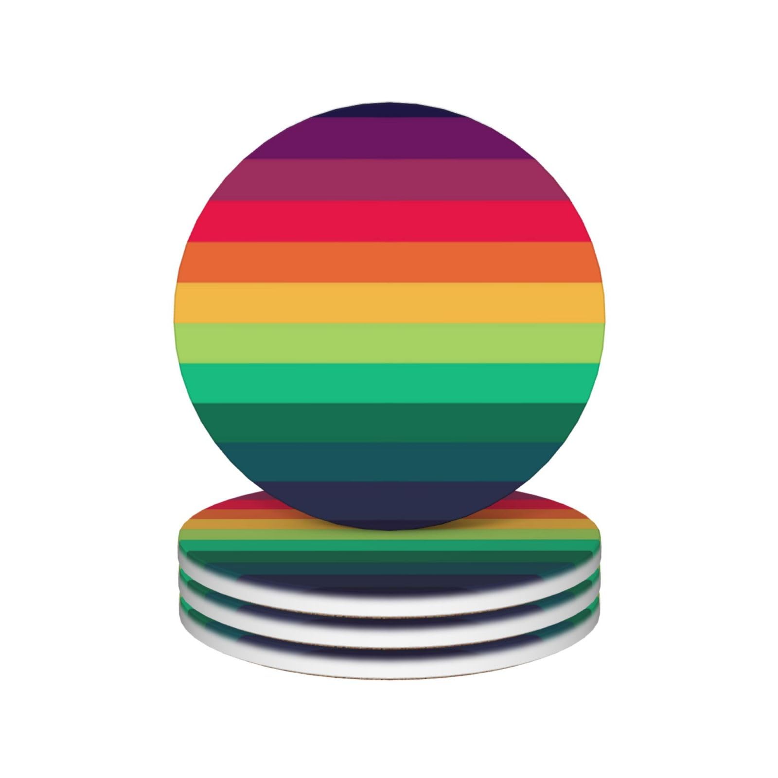 Omni Sexual LGBT Flag Pansexuality Flag 4in Ceramic Coaster Set Non-Slip Cork Base