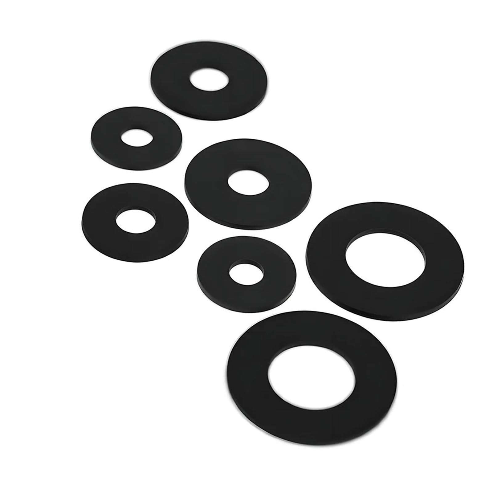 5 Sets Nylon ultradünne flache Unterlegscheibe, schwarz, rund, Kunststoff, Hartdichtung, isolierend, verschleißfest für Schrauben, Muttern(M1.7x3.6x0.3(250pcs))