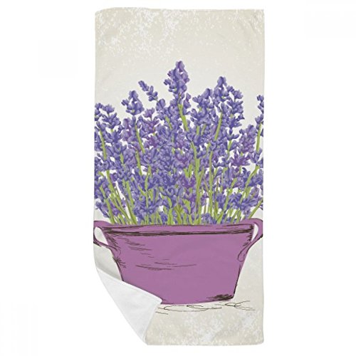 Serviette de bain violet lavande douce 35x70cm : débarbouillette de douche multicolore - 2