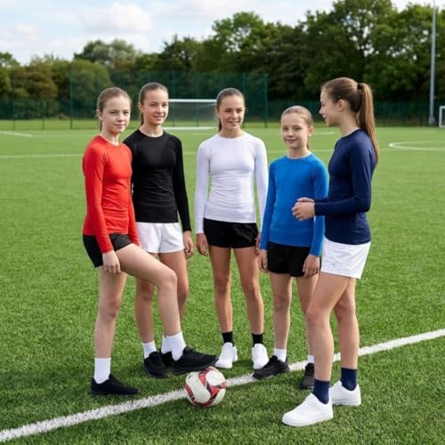 Athletic Sportswear Girls Base Layer Top – Long Sleeve Thermal Compression Shirt – Soft Warm Under Layer for Netball, Football, Dance & Gymnastics – School PE Sports Skins - Image 3