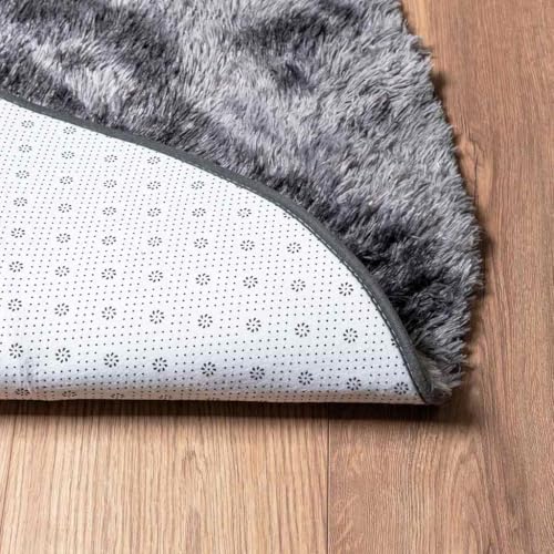 Tapis antidérapant lavable en polyester NAVARRA poil long gris