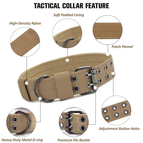 Taktisches Hundehalsband-Militärisches Hundehalsband verstellbares Nylon breit Trainings Halsband und strapazierfähige Metallschnalle Halsband für Mittlere Große Hunde
