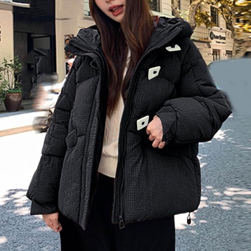 Womens Long Sleeve Puffer Jackets Hoods Outerwear for Women Loose Fit Thick Warm Hooded Fall Winter Outfits 20252
