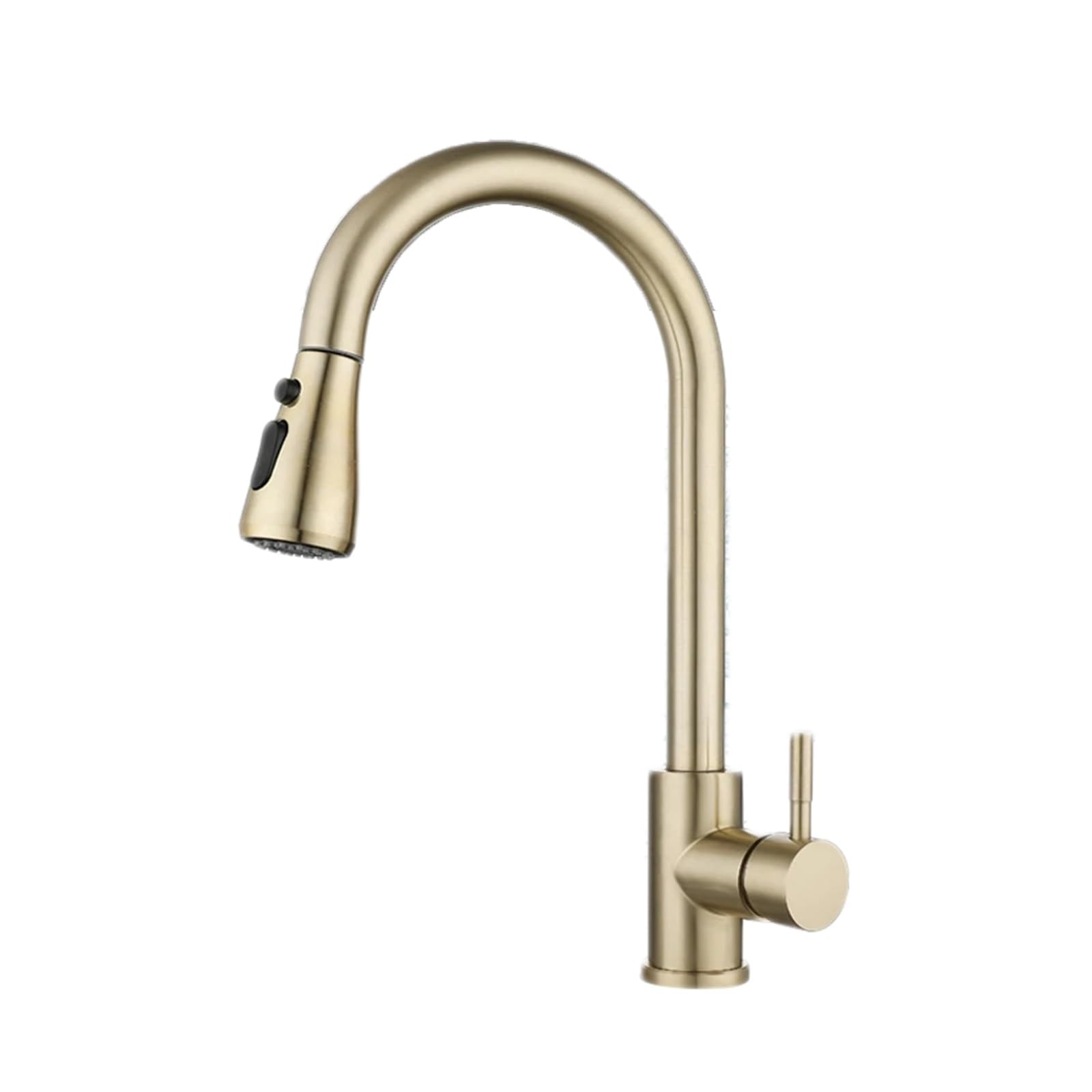 Robinet de cuisine en or brossé design premium à poignée unique et douchette