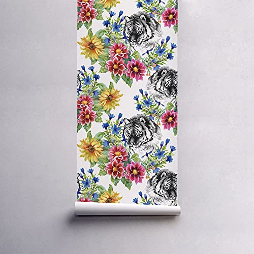Papier peint latex tigre lavable et résistant pour habillage mural de cuisine