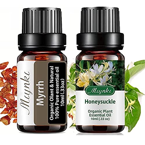 Myrrh Essential Oil And Honeysuckle Essential Oil Organic Plant & Natural 100% Pure Therapeutic Grade Oil Perfect For Diffuser, Humidifier, Massage, Aromatherapy, Skin & Hair Care-2X10Ml #TOP11