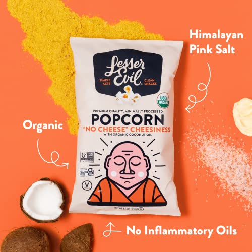 LesserEvil No Cheese Cheesiness Organic Popcorn, Premium Quality