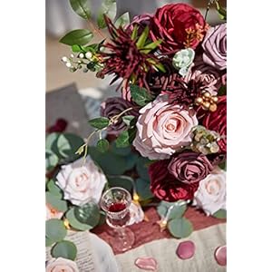 Alternative view of Serwalin Künstliche Blumen, künstliche Seidenblumen für selbstgemachte Hochzeitssträuße, Kuchendekoration, gemischte Rosen, Kombi, rosafarbene und weiße Blumen, Tafelaufsätze, Arrangements für Party,
