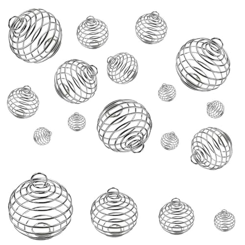 Habbi 50pcs 4 Size Spiral Bead Cage Pendant Crystal Holder for Necklace Making(8X9mm/15X14mm/25X20mm/30X25mm)