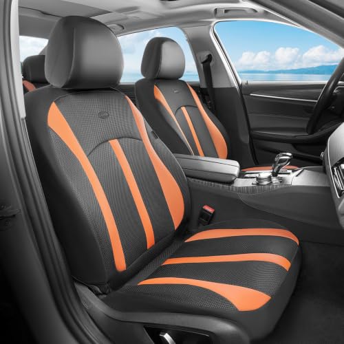 Image of FLORICH Front Car Seat Covers, Breathable Mesh Automotive Seat Cover, Universal Seat Covers Car Interior Protectors Cushion for Most Cars&SUV-Orange