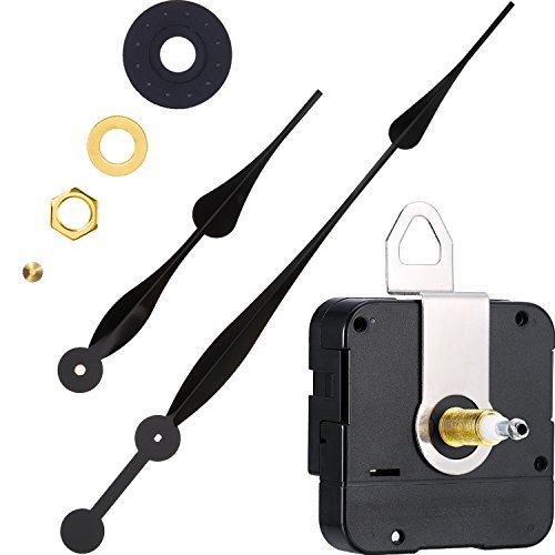 High Torque Long Shaft Clock Movement Mechanism With 12 Inch Long Spade Hands (Black) #TOP2