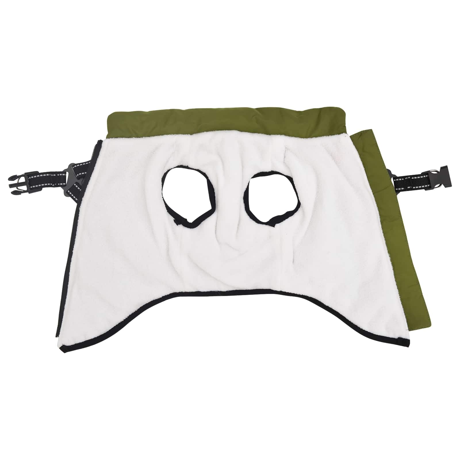 Cappotto per cani con pile e poliestere, antivento, impermeabile, riflettente, per passeggiate all'aperto, adatto per cani da 8 a 12 kg, regolabile, con foro per pettorina, verde oliva L40