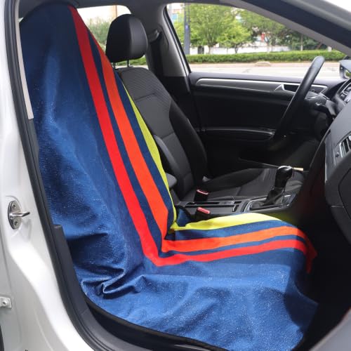 Image of Car Seat Cover Protector Front Seats,for Gym Workout,Running,Swimming,Beach and Hiking,Waterproof Sweat Towel Bucket Seat Covers for Cars SUV Trucks (Racing Stripes, 2Pcs)