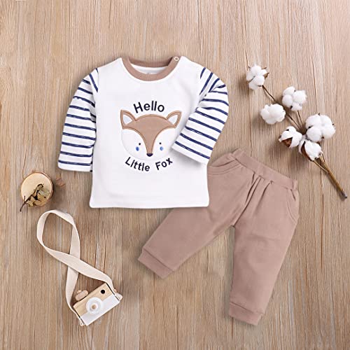 Image of BABY GO Baby Boys Cotton Clothing Set | Full Sleeve T-Shirt & Pants Combo | Newborn Infant Outfit | Soft Fleece Tracksuit with Cute Animal Print | Casual Daily Wear Co-ord Set