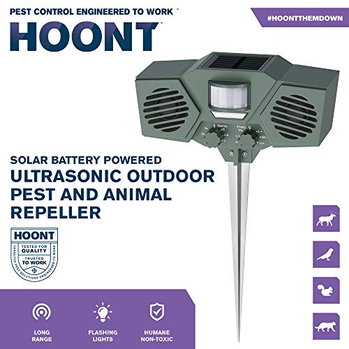 Hoont Solar Powered Motion Activated Ultrasonic with Flashing Strobe Light Outdoor Animal, Deer and Pest Repeller - Image 3